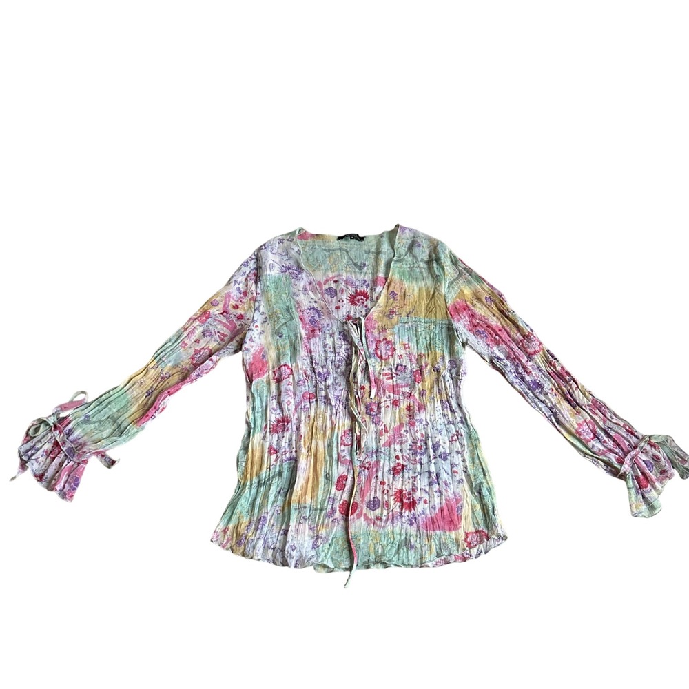 Y2K Belissimo New‎ York Artsy Boho Blouse Womens M Watercolor Fairy Whimsical